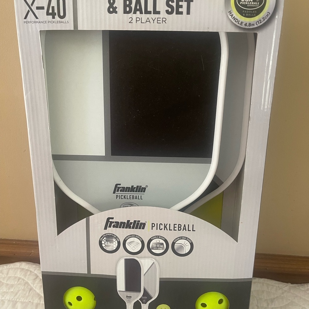 Franklin Pickleball Paddle and Ball Set - White and Black